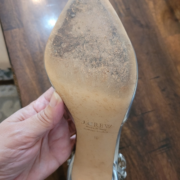 J. CREW SILVER METTALLIC STILETTO ANKLE STRAP POINTY TOE PUMP! - Picture 9 of 9